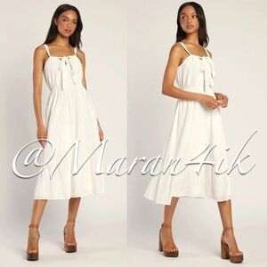 NWT Lulus Season of Loving White Drawstring Midi Dress size M